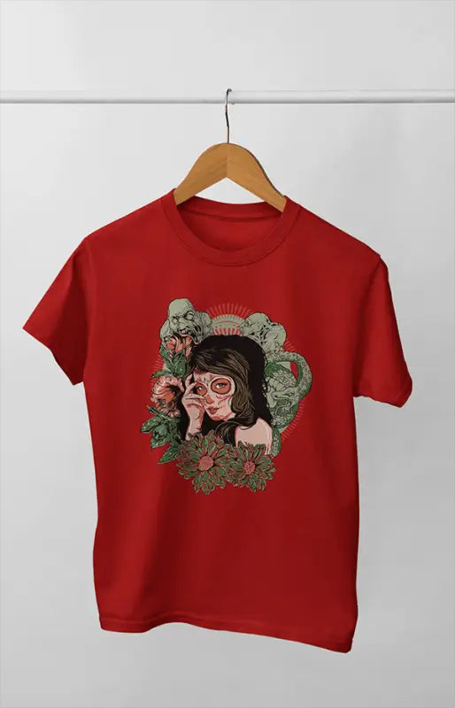 Girl Round Neck Half Sleeve Wild - 11Y / Red